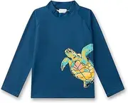 [Sanetta] UV Shirt Long Sleeve Blue | Practical and Protective Swim Shirt Made from Recycled Polyester Mix for Boys Swimwear for Children, Blue