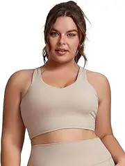 [IDOPIP] Women's Sports Bra Large Breasts for Gym: Padded Bustier Without Underwire Strong Hold Push Up Sports Underwear for Fitness, Yoga and Running
