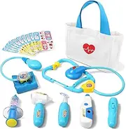 Liberry Durable Doctor Kit for Kids, 18 Pieces Pretend Play Doctor Toys, Dentist Medical Kit with Stethoscope and Kids Medical Storage Bag , Doctor Set Toys for Toddler Boys Girls 3 4 5 6 7 8 9（Blue）