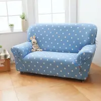 在飛比找Yahoo奇摩購物中心優惠-【格藍傢飾】雪花甜心彈性沙發套 沙發罩1+2+3人-蘇打藍(
