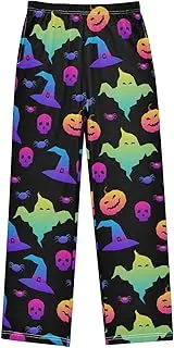 [ZZXXB] Galaxy Skull Witch Hat Boys Long Pants Soft Trousers Elastic Waist Kids Lounge Bottoms with Pockets S-XL