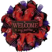 Welcome My Pretties Halloween Deco Mesh Handmade Wreath