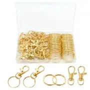 60 Pcs Premium Swivel Clasps Lanyard Snap Hooks with Key Rings, Key Chain Gold
