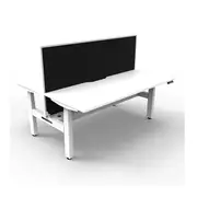 2Person Workstation With Screen And Cable Tray Natural White And White