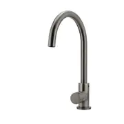 MEIR Round Kitchen Mixer Tap - Gooseneck Swivel - Pinless Handle - PVD Shadow
