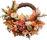 Hisxrcal Pumpkin Garland Wreath Desktop Party Porch Decorative Pumpkin Fall Wreath