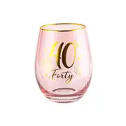 40th Fluted Stemless Handmade Drinking Glassware/Home Decoration 600ml/13cm