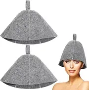 Mobestech Ukrainian Wool Sauna Hat - 2pcs Russian Banya Vaporarium Grey Felt Bath Cap for Dry Steam Room
