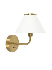 Alana 1 Light Wall Bracket in Aged Brass with White Linen Shade