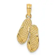 14K Yellow Gold 3D Textured Cape May Flip-Flop Charm