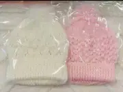 New Born Baby Beanies X 2, Handmade in 4 Ply Super Soft Acrylic Yarn