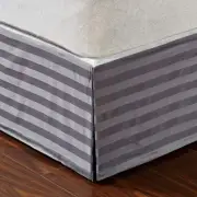 New 500TC 100% Premium Cotton Bed Skirt Bed Valance Striped Pattern (Single, Gre