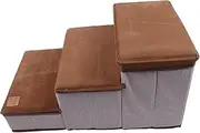 NSXAYIWE Dog Stairs Ramp for Beds Couches, 3 Step Dog Steps for High Bed with Non-Slip Fabric Cover and Storage Case, Extra Wide Balanced Pet Ramp for Dog Cat