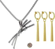 [Zaky] Anime One P. Cosplay Jewellery Accessories Samurai Sword Pendant Necklace Zoro Ear Clip Set With Cartoon Character Sticker (No ear piercing required) 14 pcs, Metal, No Gemstone
