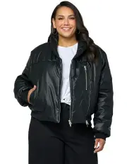 [Indigo Tonic] Xanthe PU Bomber Jacket in Black