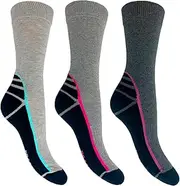 [Bramble] Ladies Hiker Boot Sock with bamboo | 3 Pairs | U.K. Size 4-7 | Grey/Black Ladies walking boot socks with bamboo footbed, outdoor comfort hiking socks