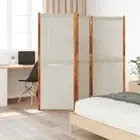 3 Panel Room Divider Wooden Frame Screen Privacy Stand Partition Light Grey