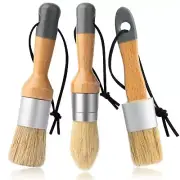 3 Pcs Chalk and Wax Paint Brushes Bristle Stencil Brushes for Wood Furniture