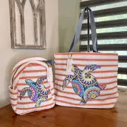 Vera Bradley Straw Sunny Medallion Large Tote and Backpack Bundle