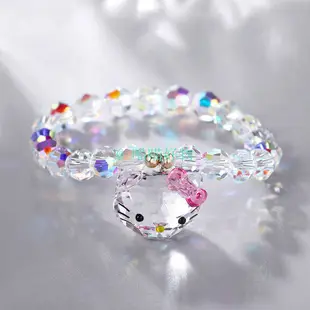 日系 Hello Kitty水晶凱蒂貓手鍊   奧地利水晶 可愛手串  生日新年禮物