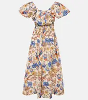 [Ulla Johnson] Ulla Johnson Francesca floral cotton poplin midi dress AU 8 multicoloured