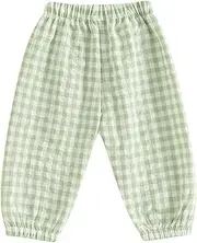 [Kutterild] Toddler Baby Boy Girl Gingham Pants Retro Elastic Waist Checkered Plaid Long Pants Casual Sweatpants Bottoms