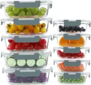 Glass Food Storage Containers 10 Pack Meal Prep Airtight with Snap-Lock Lids 34