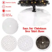Velvet/Faux Fur Round Floor Mat Christmas Tree Base Skirt Xmas Home Decorations
