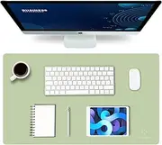 K KNODEL Leather Desk Mat, Office Desk Pad, Large Mouse Pad, Keyboard Pad, Computer and Laptop Mat for Desk, Desk Protector, Desktop Mat for Writing, Desk Blotter and Cover (60x35cm, Light Green)