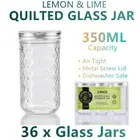 36x Quilted AirTight Glass Storage Jars Small Mason Wide Bottle Food Spice 350ML