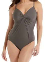 Miraclesuit Rock Solid Love Knot Mineral Grey One-Piece Swimsuit Size 10 L61164