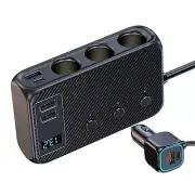 Cigarette Lighter Socket Splitter USB-C Fast Charger Power Adapter Outlet QC PD