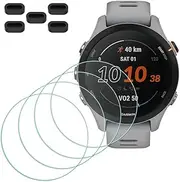 Screen Protector for Garmin Forerunner 255s/ 255s Music Clear Film[4 Pcs] + Anti-dust Plugs 5Pcs, MTHGH Tempered Glass 9H Hardness Bubble Free Film Ultra-Thin Protective Cover