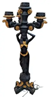 UNIQUE RARE ANTIQUE ANCIENT EGYPTIAN Statue Goddess Isis Head Candlestick 4 Pcs
