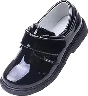 [rismart] Boys' Hook&Loop Formal Prince Round Toe Oxfords Dress Shoes