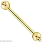 Straight Barbell Eyebrow Tongue Nipple Ring 14K Yellow Gold 14G Piercing