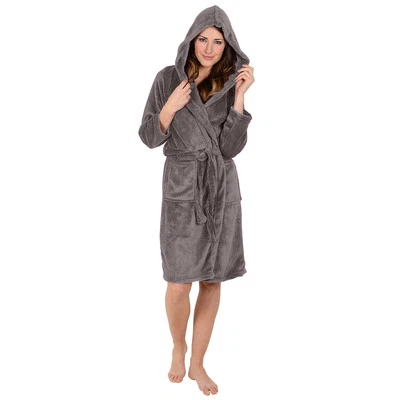 Womens-ROBE-Ladies Bathrobe -Hooded-Super Soft Plush -Coral Fleece- USA Seller