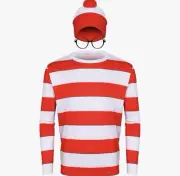 Adult Men Small Costume Wheres Waldo Cosplay