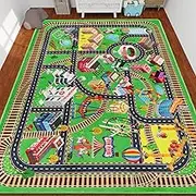 Kids Rug Play Mat for Toy Cars 3D City Life Road Traffic 59"×78.7" for Playroom Kids Car Road Rugs City Map Play Mat Non-Slip Washable Educational Car Rug for Toddler Boy Tummy Time Playtime