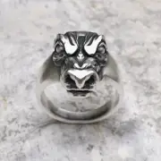 Handmade 925 Sterling Silver Dragon Head Ring - Unique Mythical Beast Statement