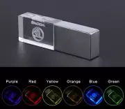 USB Flash Drive 2.0 Skoda Driver Fan Lover Gift Metal Stick Car Logo LED Light