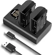 [NEEWER] 2 Pack 2400mAh LP-E6P/LP-E6NH/LP-E6N/LP-E6 Replacement Battery & Vertical USB Dual Charger with LCD for EOS R5 Mark II EOS R5 EOS R6 EOS R7 EOS R 5D II III IV 6D 6D II 7D 7D II 60D 70D 80D 90D