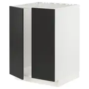 METOD base cabinet for sink + 2 doors, white/Nickebo matt anthracite, 60x60x80 cm