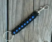 Thin Blue Line Police Key Chain with ring/swivel clasp - 550 paracord - handmade