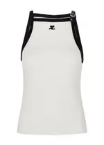 Courrèges Buckle Logo Cotton Tank - White - L (UK14 / L) L (UK14 / L)