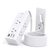 10Ft Extension Cord with Multiple Outlets,Flat Plug Power Strip 10FT White