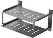 Folpus 2 Layers Projector Shelf for Wall Router Shelf Aluminum TV Accessories Home Organizer Storage Box for Speaker Camera Hotel, Gray