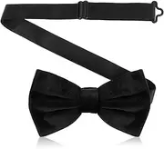 [Ptwola] Men's Velvet Bow Tie Pre-tied Black Neckties Adjustable Self Bowties Large Silk Ties Solid Color Tuxedo Exquisite Accessories for Men Women Formal Banquet Costume Party Business Gift, black, 12