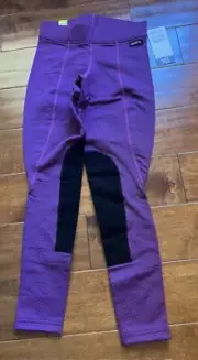 KERRITS Flow Rise Fleece Performance Knee Patch Tight Purple Black Womens XS NWT