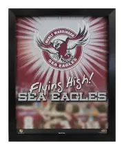 MANLY SEA EAGLES FLYING HIGH NRL LOGO LICENCED POSTER FRAMED FULLY GLASSED